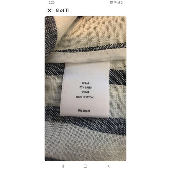 a loves a Linen Striped Shoulder Pad Double Breasted Blazer Size Medium - Picture 9 of 10